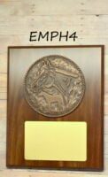 ***EMPH4* New! Walnut 8x10 art work as shown only H-4 Halter Medallion PURE Bronze Plating  8x10 only $ 37.50